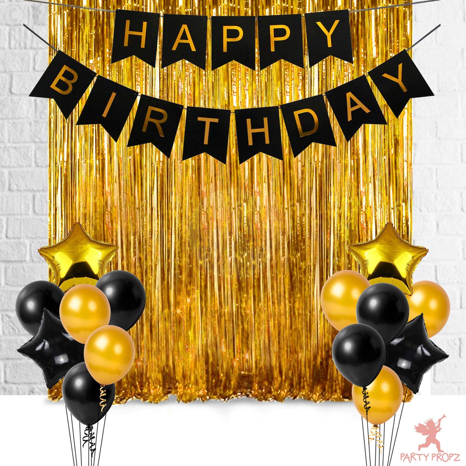 Foil fringe with banner on rent for birthday wedding events