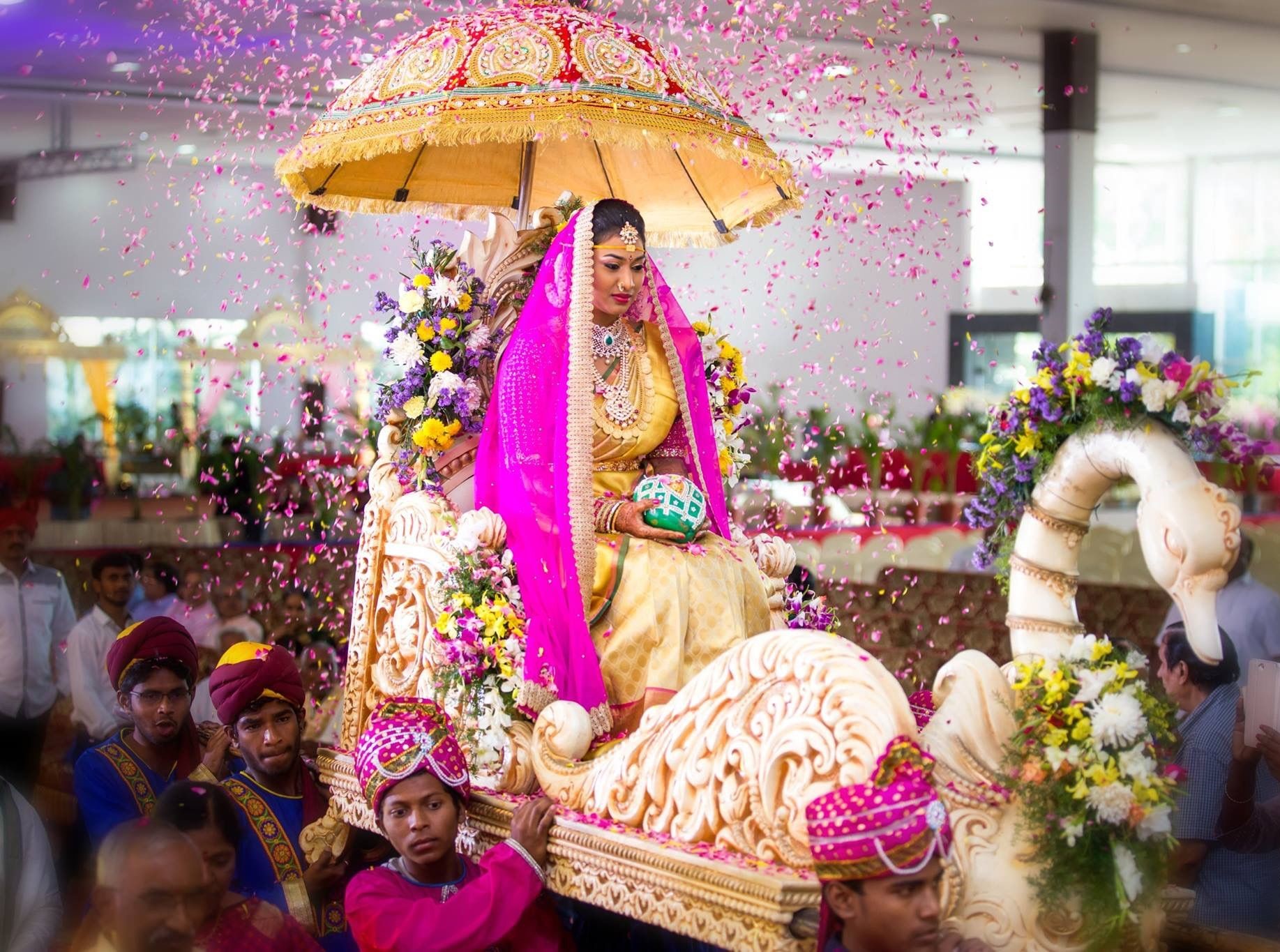 Peacock pallaki with umbrella on rent for birthday wedding events